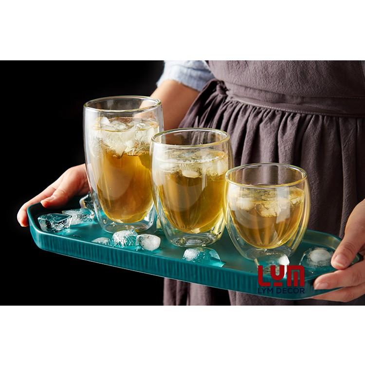Combo 3 cốc 2 lớp 250-350-450ml, cốc thủy tinh chịu nhiệt cao cấp, cốc sinh tố