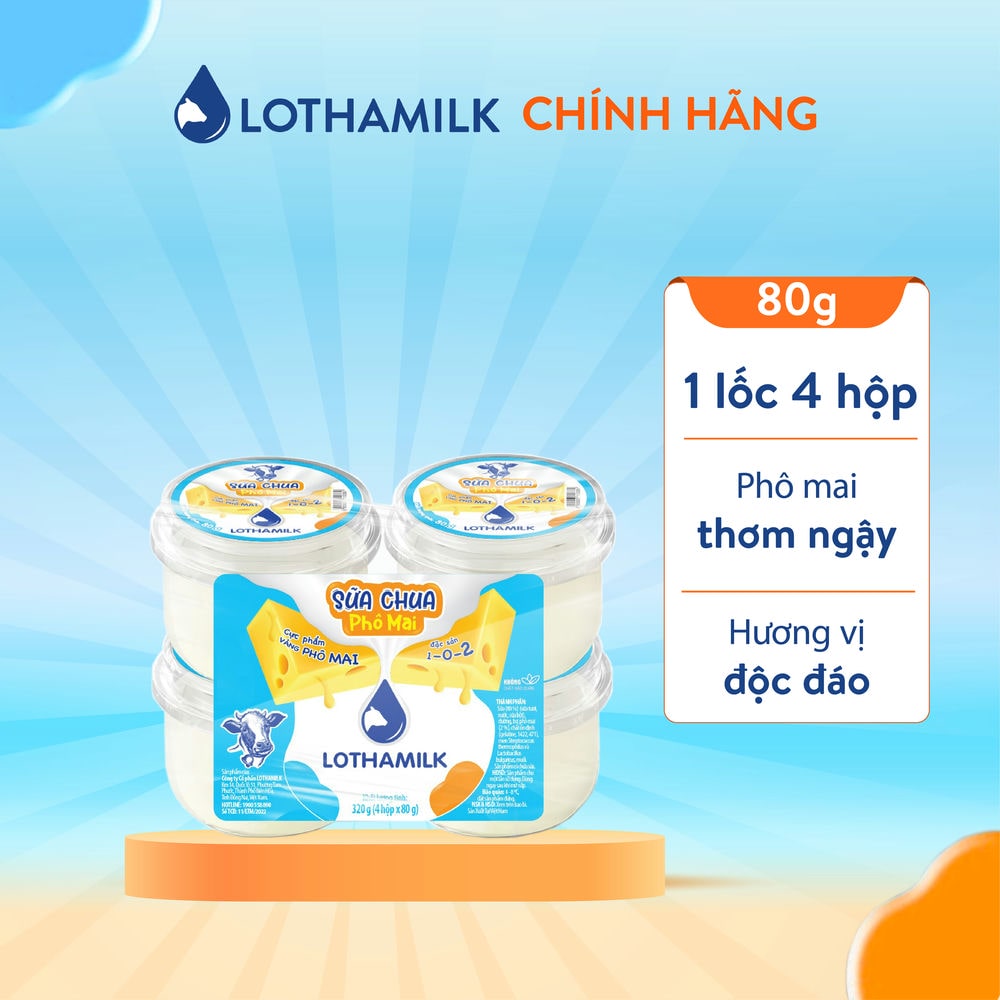 [HÀNG TẶNG KHÔNG BÁN] Lốc 4 hộp sữa chua phô mai Lothamilk 80g