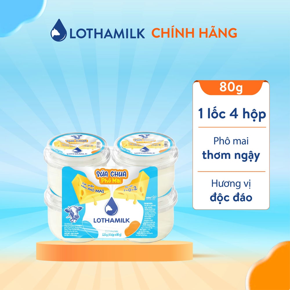 [HÀNG TẶNG KHÔNG BÁN] Lốc 4 hộp sữa chua phô mai Lothamilk 80g