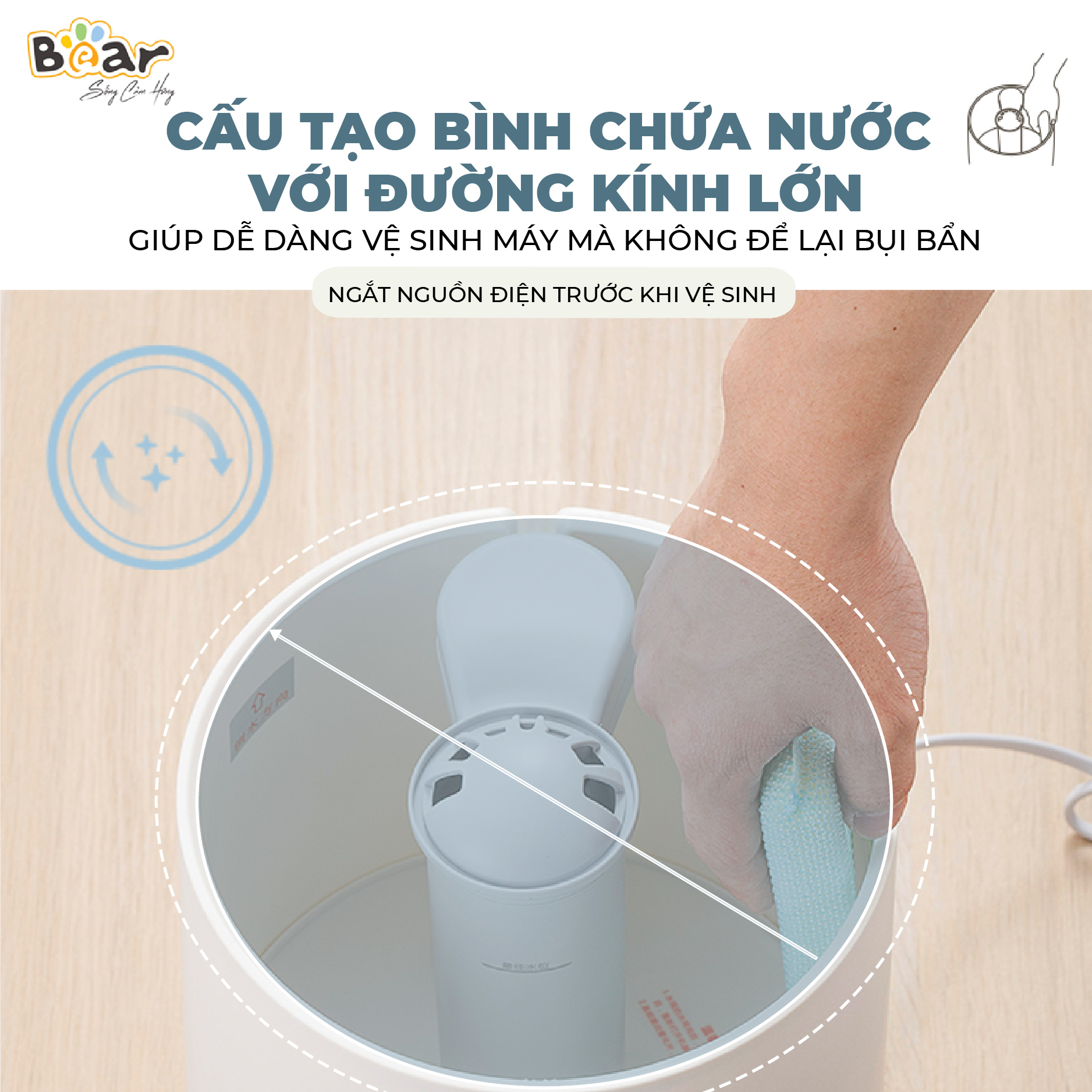 Máy Phun Sương Tạo Ẩm Bear Làm Mát Không Khí, Bộ Lọc Ion Bạc Diệt Khuẩn, Tiết Kiệm Năng Lượng JSQ-C45U1 - Hàng chính hãng