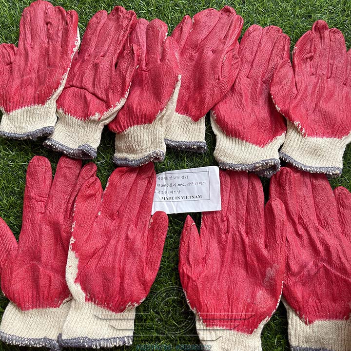 COMBO 20 đôi Găng tay bảo hộ lao động, Găng tay sợi cao su đỏ
