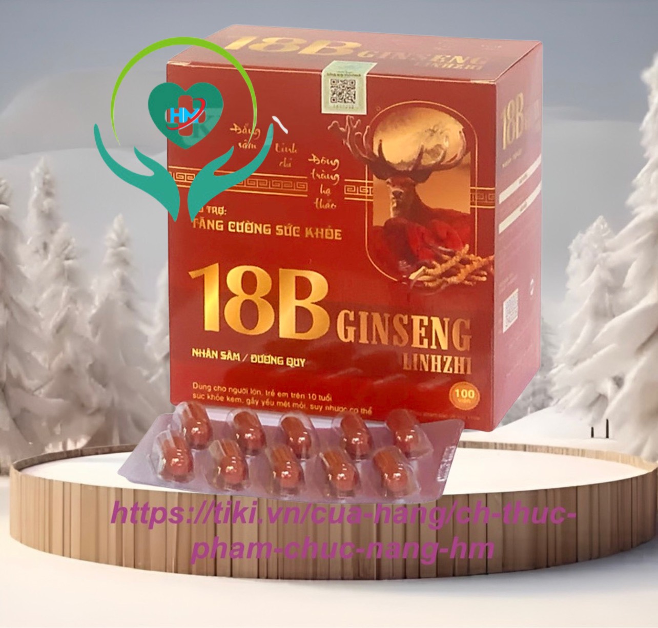 Viên uống 18B - Gingseng - Lingzhi, Vinaphar, hộp 100 viên, tăng cường sức khoẻ