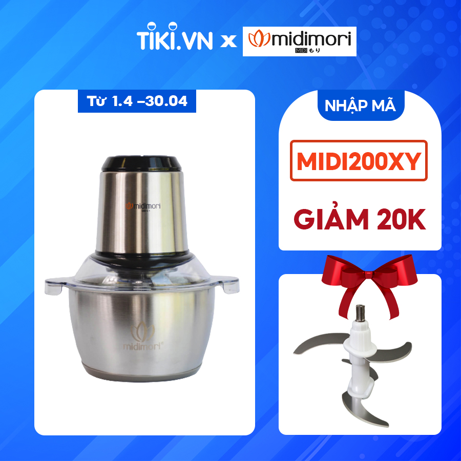 Máy Xay Thịt đa năng Midimori Chopper (500W) - Hàng Chính Hãng - Tặng Kèm 1 Bộ Lưỡi Dao Dự Phòng