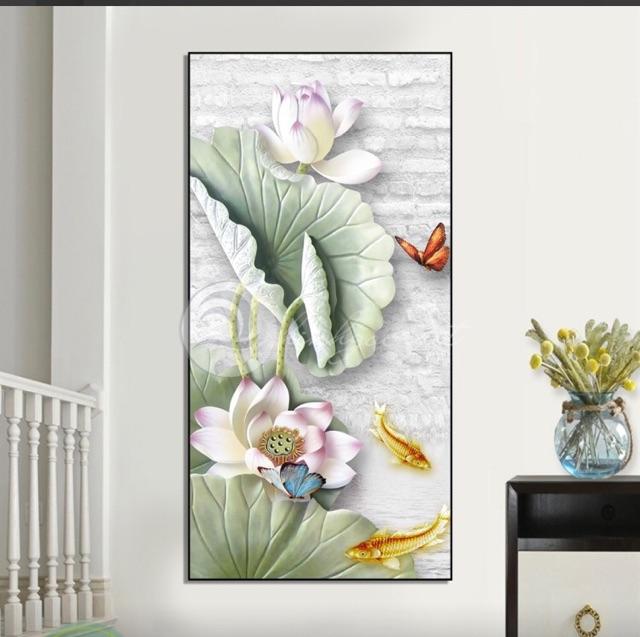 Tranh treo tường mẫu hoa sen hồng