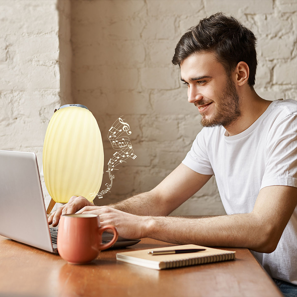 [Hàng Chính Hãng] Loa bluetooth trang trí đèn ngủ 7 màu đèn, chân đế bằng gỗ cao cấp chống mục SoundMax AL-22 | AL22 - Loa Nghe Nhạc kiêm đèn ngủ sang trọng