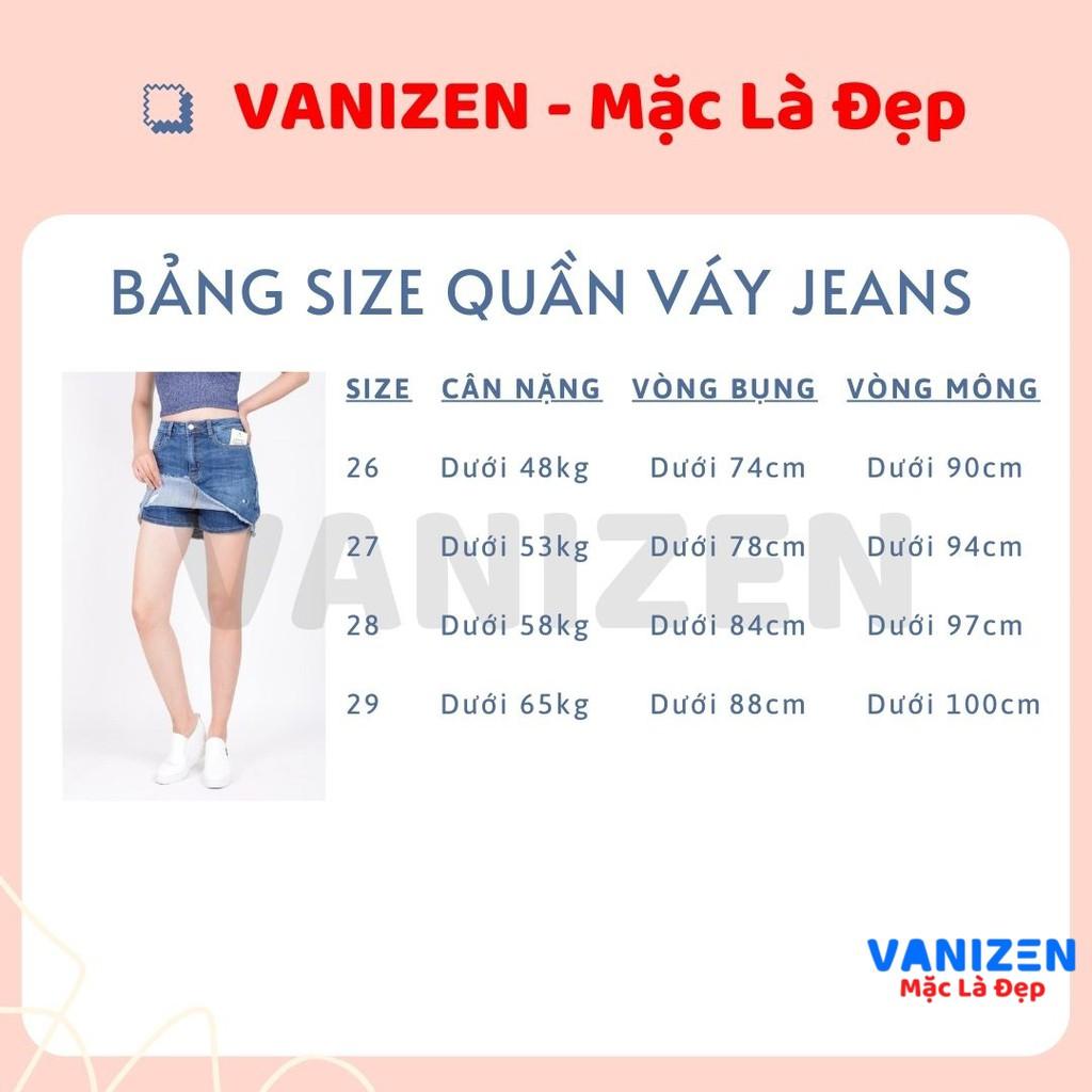 Chân váy jean nữ có quần bên trong đẹp lưng cao cạp cao rách nhẹ gấu tua rua hàng cao cấp mã 404 VANIZEN