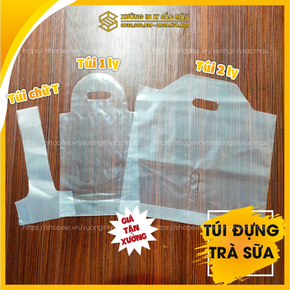 1Kg Túi bọc đựng trà sữa cà phê mang đi hàng cao cấp loại 1 - túi 1 ly, túi 2 ly, túi chữ T