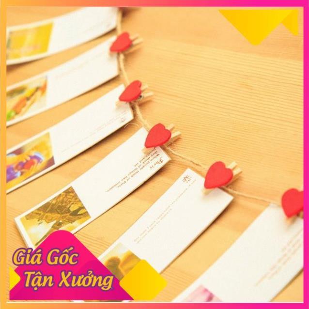 Set 10 Kẹp Gỗ Sơn Hình Trái Tim Màu Đỏ  TP'S