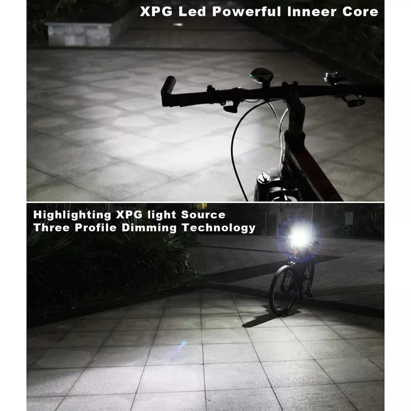 Đèn xe đạp thể thao siêu sáng có còi pin sạc usb led T6 chống nước - Đèn còi xe đạp có 3 chế độ sáng còi to