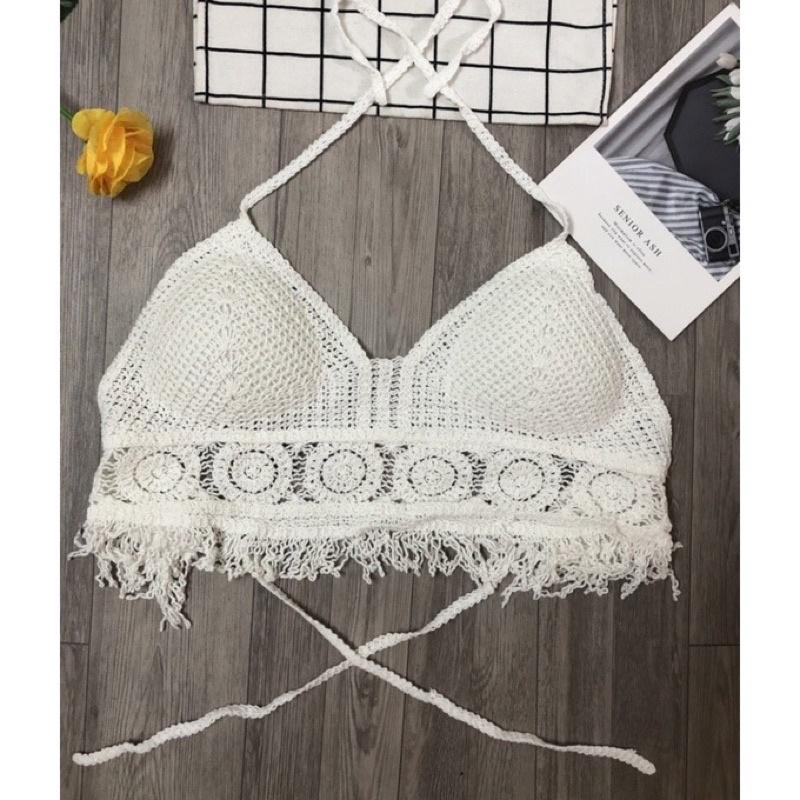 45-Set ren đi biển-bikini 3 mảnh len móc sang chảnh cho nữ mã mới 2022