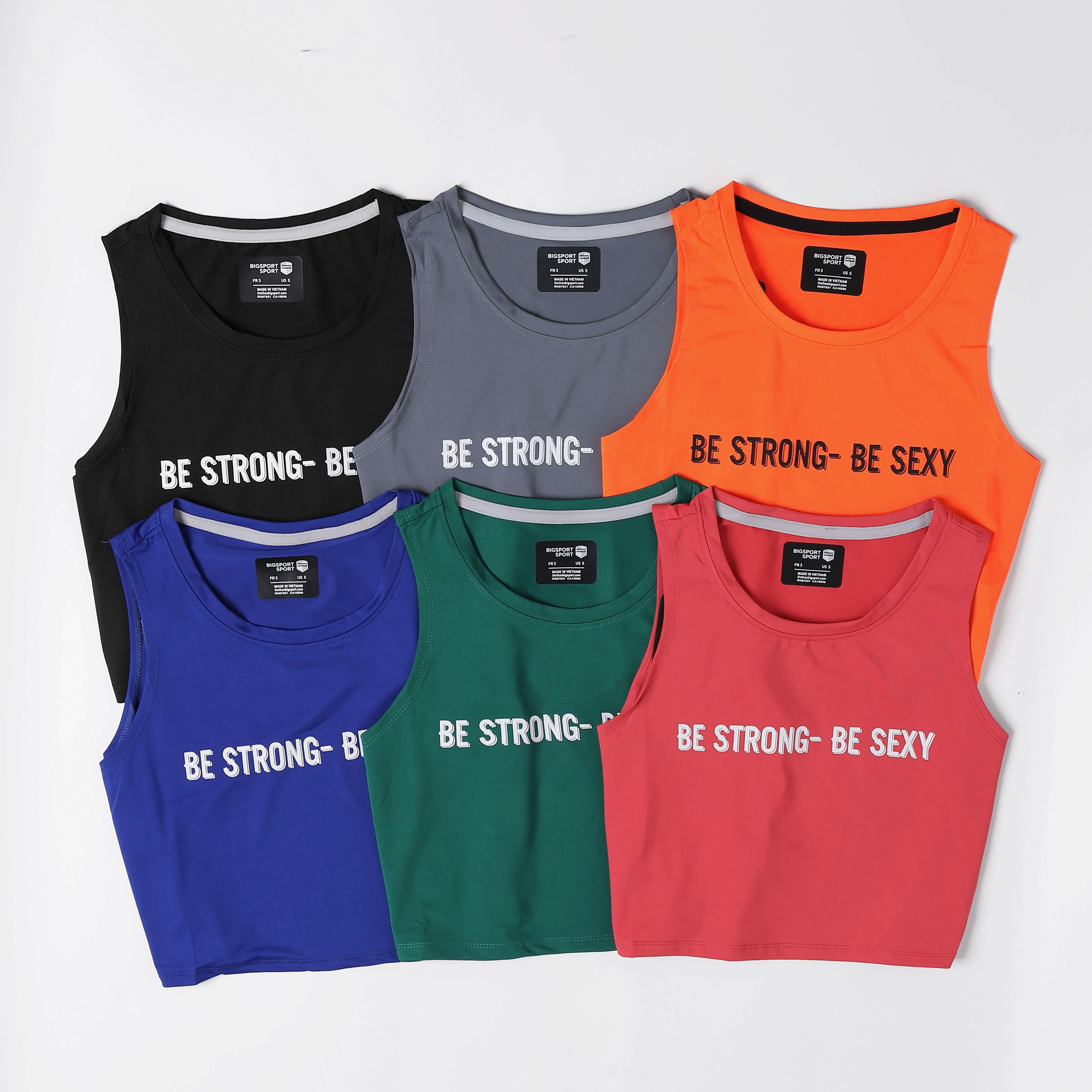 Áo Thun Tập Tanktop Nữ, Áo Croptop Thun Thể Thao Sát Nách Form Rộng Tập Gym, Yoga In Chữ Be Strong Be Sexy Cao Cấp Big Sport  BS28