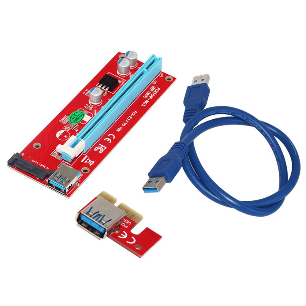 Bộ chuyển đổi PCI Express Cáp USB 3.0 15Pin cấp nguồn SATA chuyên nghiệp VER007S 0.6M PCI-E 1X đến 16X Riser Card Extender