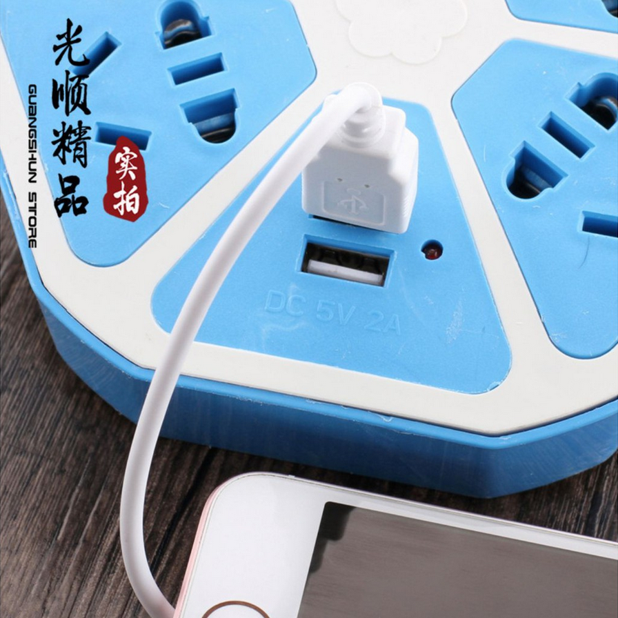Ổ cắm điện hình lục giác tiện dụng - Ổ cắm điện 5 ổ cắm kèm ổ USB