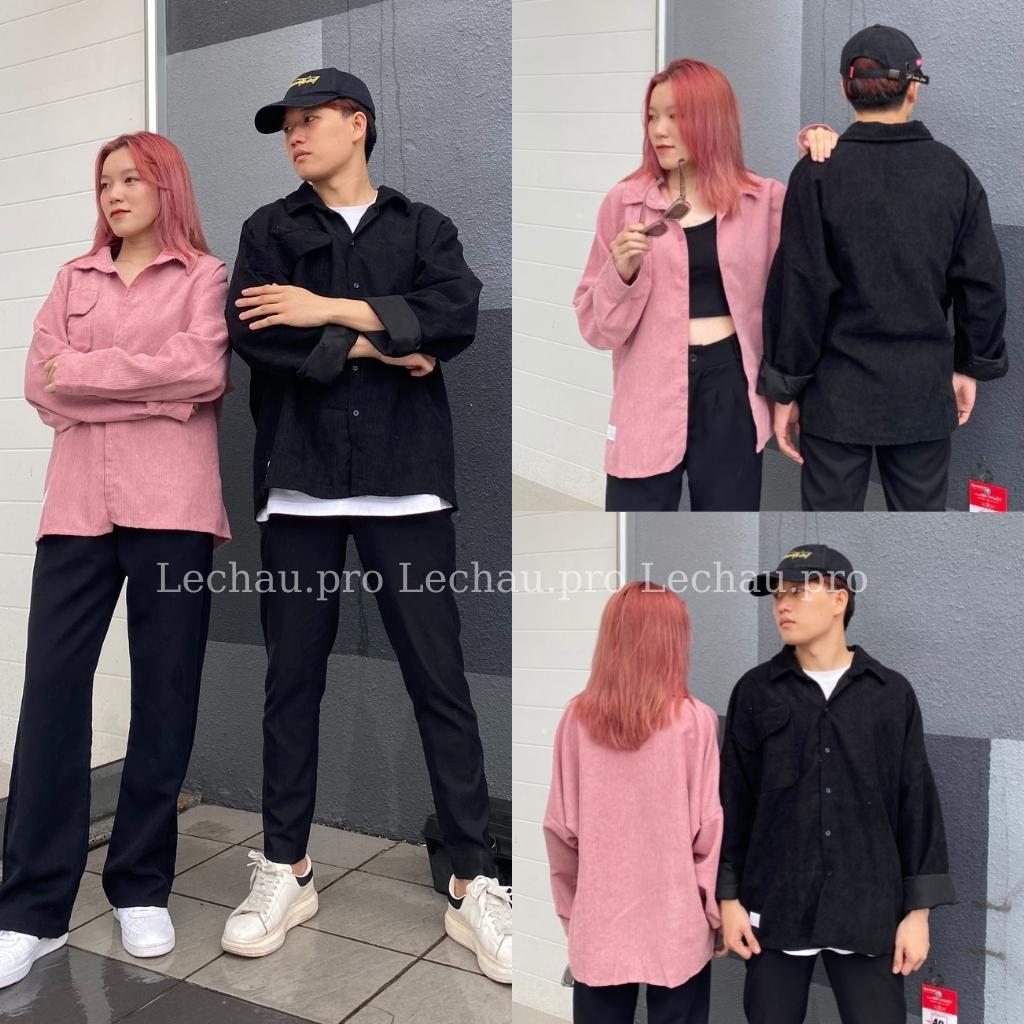 Áo khoác nhung tăm unisex form rộng ulzzang hottrend AKSMNT03 jacket sơ mi nam nữ streetstyle hàn quốc rẻ đẹp - Xám XL &lt; 75kg &lt;1m73