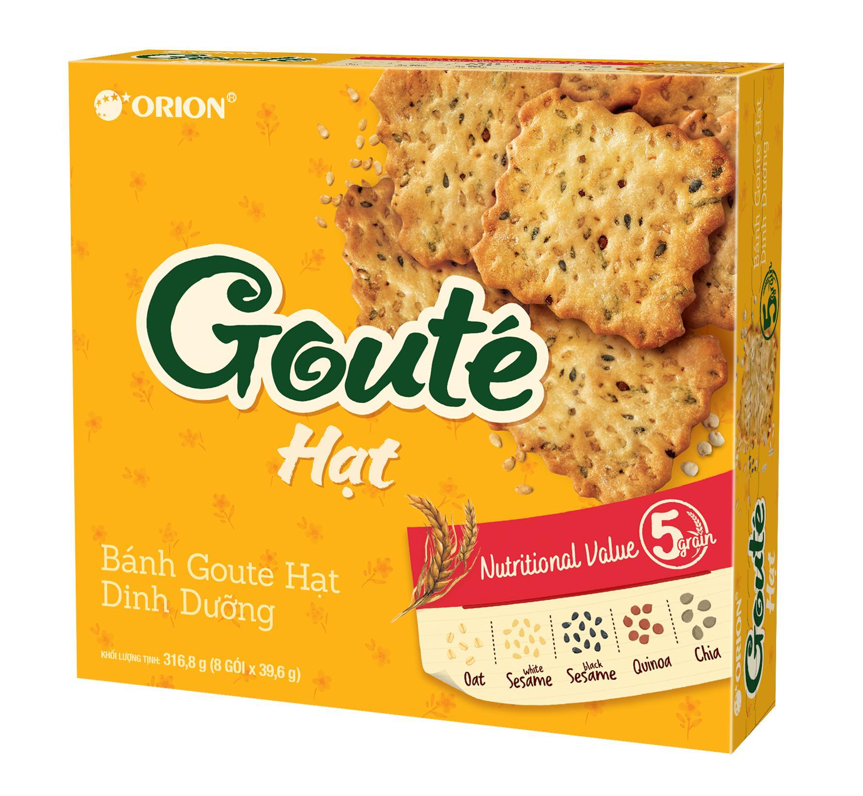 Hộp 8 gói bánh Orion GOUTE HẠT dinh dưỡng