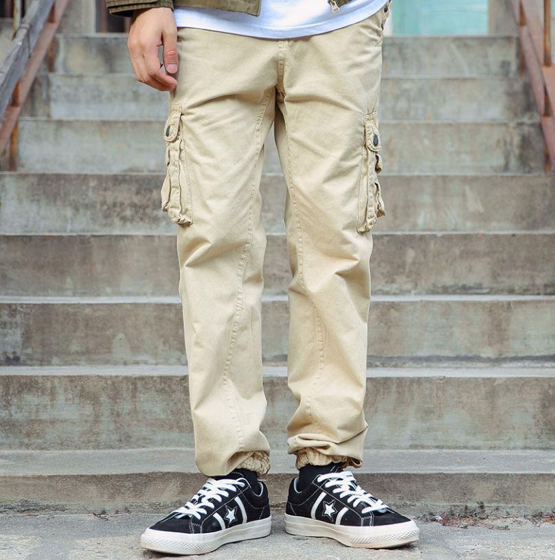 Men's Spring And Autumn Large Size Overalls Europe And America 98 Cotton Multi-Bag Outdoor Casual Pants Military Straight Pants
