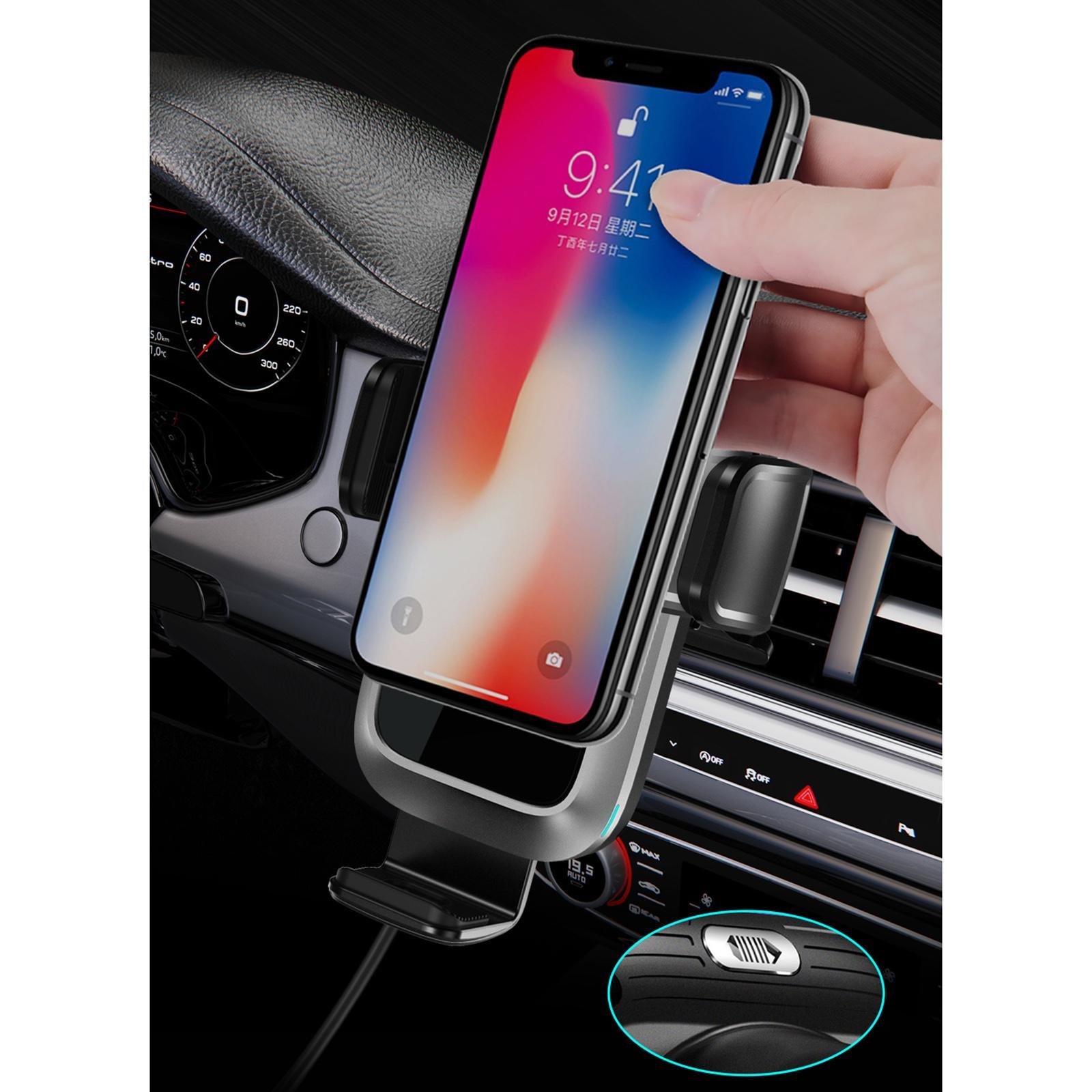 Practical Intelligent Wireless Car Charger Car Mount Fast-Charging Pallet Phone Holder for Smartphones Driving Dashboard Air Vent Trips Black