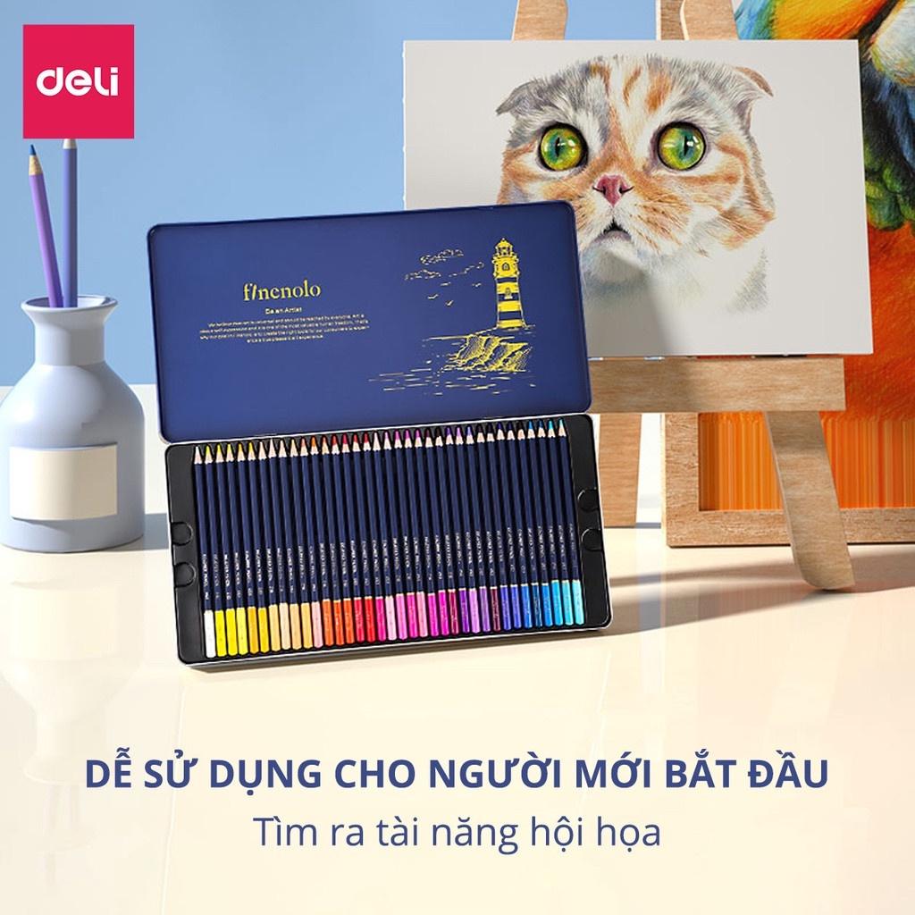 Bút Chì Màu Gốc Nước Kèm Cọ Tán Cao Cấp Finenolo Deli EC129-24