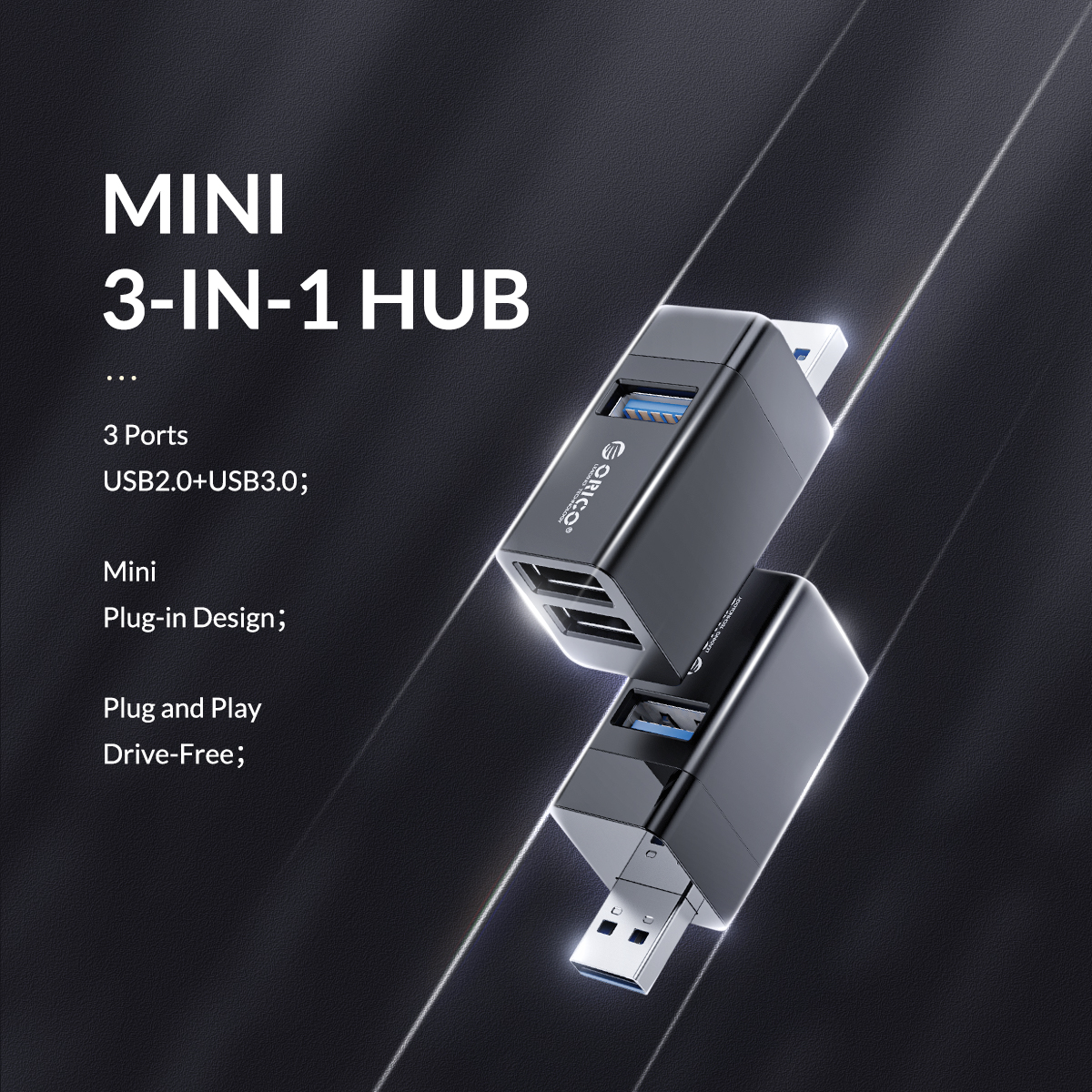 Hub usb 3 cổng USB 3.0 Orico MINI-U32L- Hàng Chính Hãng