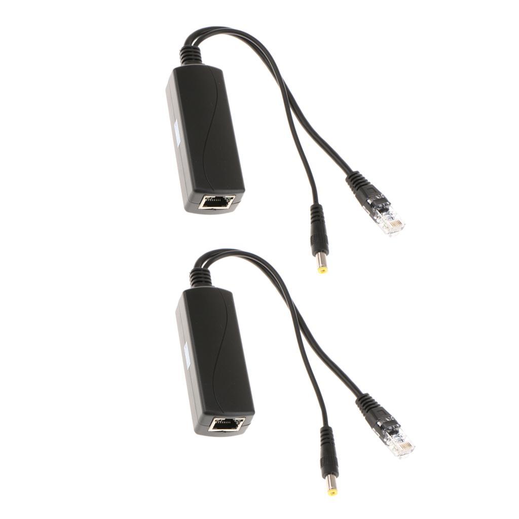 2Piece IEEE 802.3af USB Active PoE Splitter Power Over Ethernet 48V 12V Computer