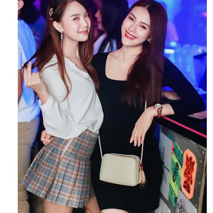 Chân váy Tennis caro ngắn màu xám xếp ly xòe siêu hot