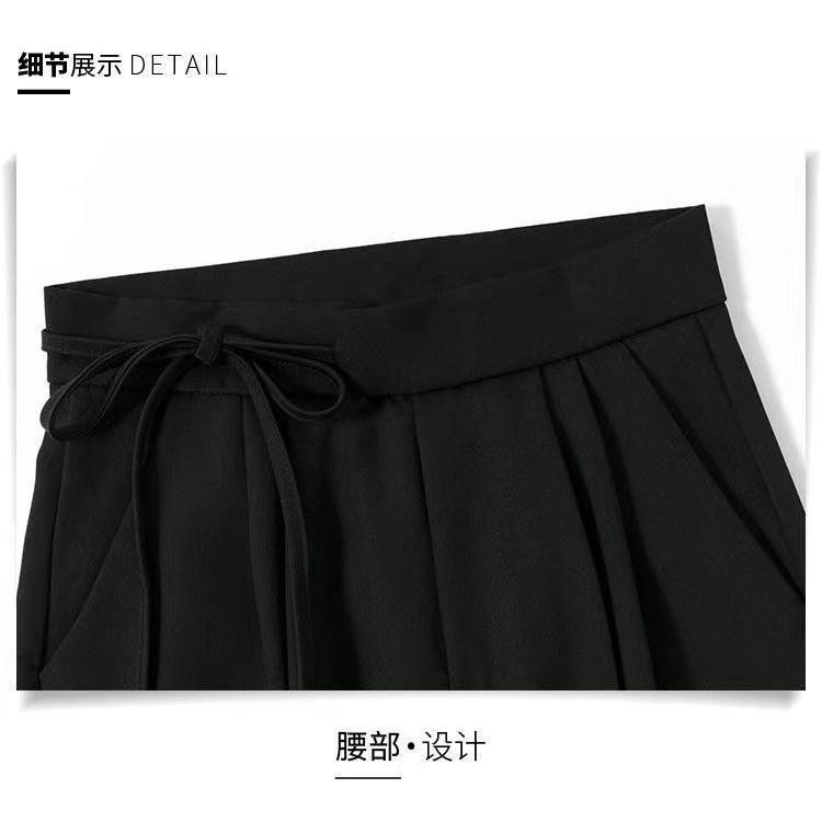 Quần ống rộng nữ lưng cao thắt dây nơ 1 bên culottes ống suông dài màu đen nâu kem mặc đi học làm cực đẹp - Kanimi