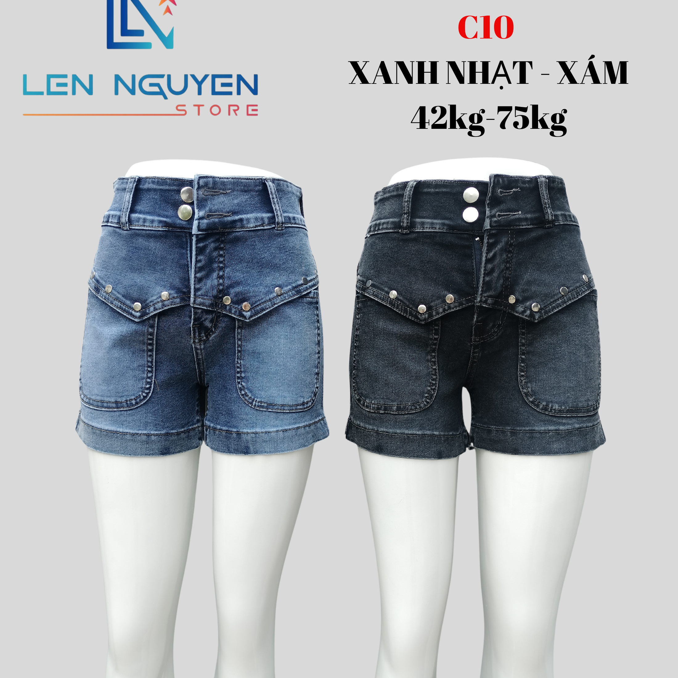 C10_Quần jean nữ, đùi, lưng cao, quần bò nữ dáng ôm, quần rin nữ có big size, cho 42kg đến 75kg,LEN NGUYEN STORE