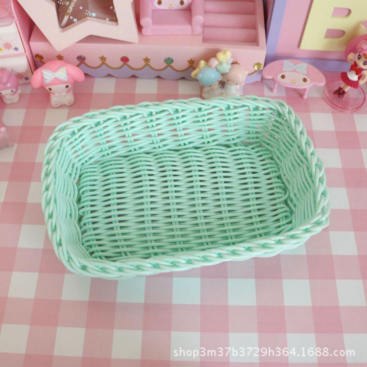 Giỏ đựng đồ đa năng, rổ nhựa giả mây màu Pastel đựng đồ nhỏ xinh
