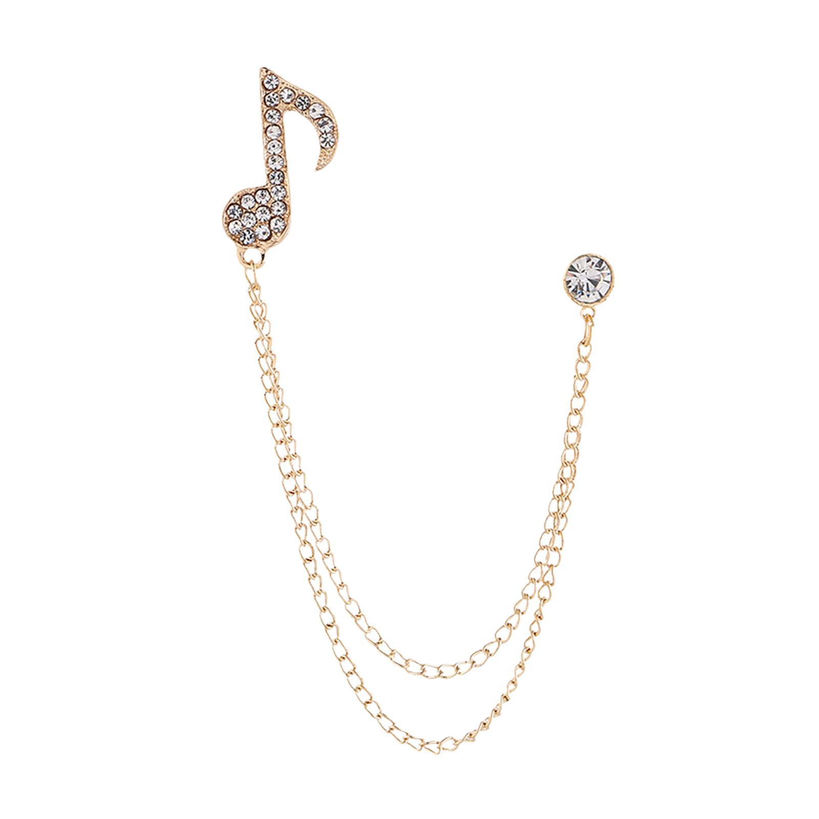 Music Note Brooch Badge Decor Rhinestone Brooch for Sweater Shirt Gift