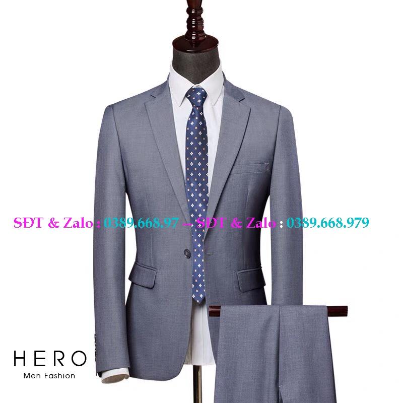 Bộ Vest Nam Cao Cấp Màu Ghi Xám, Bộ Suit Nam Hàn Quốc Vải Sịn