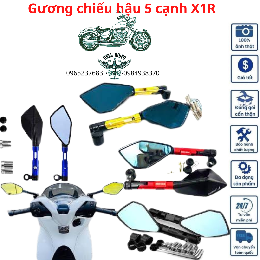 Gương 5 Cạnh  Rizoma thời trang Gắn Xe Máy có thể gập vào mặt đồng hồ xe