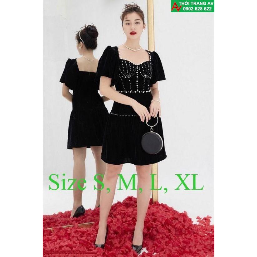 Đầm xòe dự tiệc tay ngắn đính cườm - AV6434