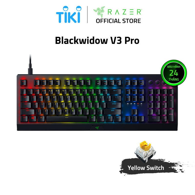 Bàn Phím Razer Blackwidow V3 Pro Yellow Switch RZ03-03531700-R3M1 - Hàng Chính Hãng