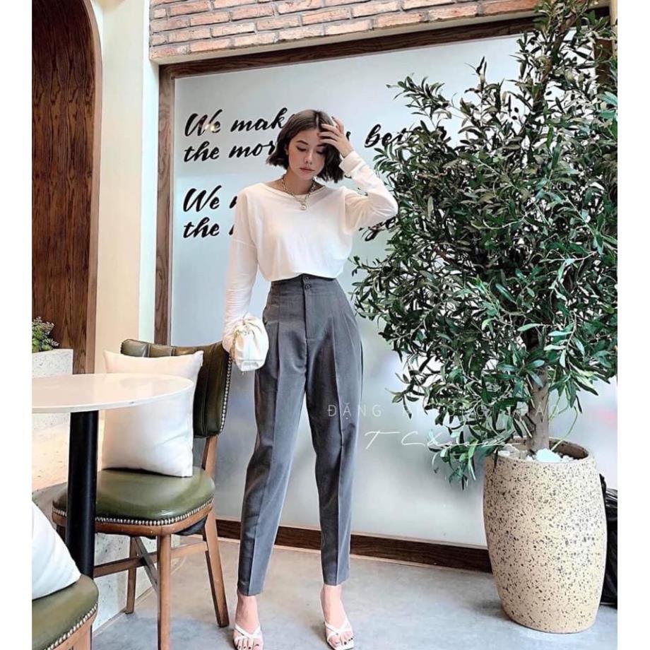 QUẦN BAGGY HAI CÚC DÁNG THỤNG B322, QUẦN BAGGY CÔNG SỞ CHO CHỊ EM