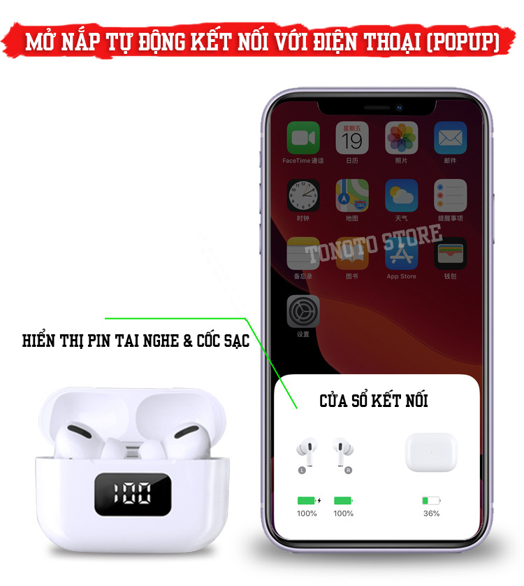 Tai Nghe Bluetooth Không Dây Lanith Apro 3 TWS – Tai Nghe Nhét Tai Không Dây – Bass Ấm – Sử Dụng Liên Tục Tới 4h - TAIAPPRO3