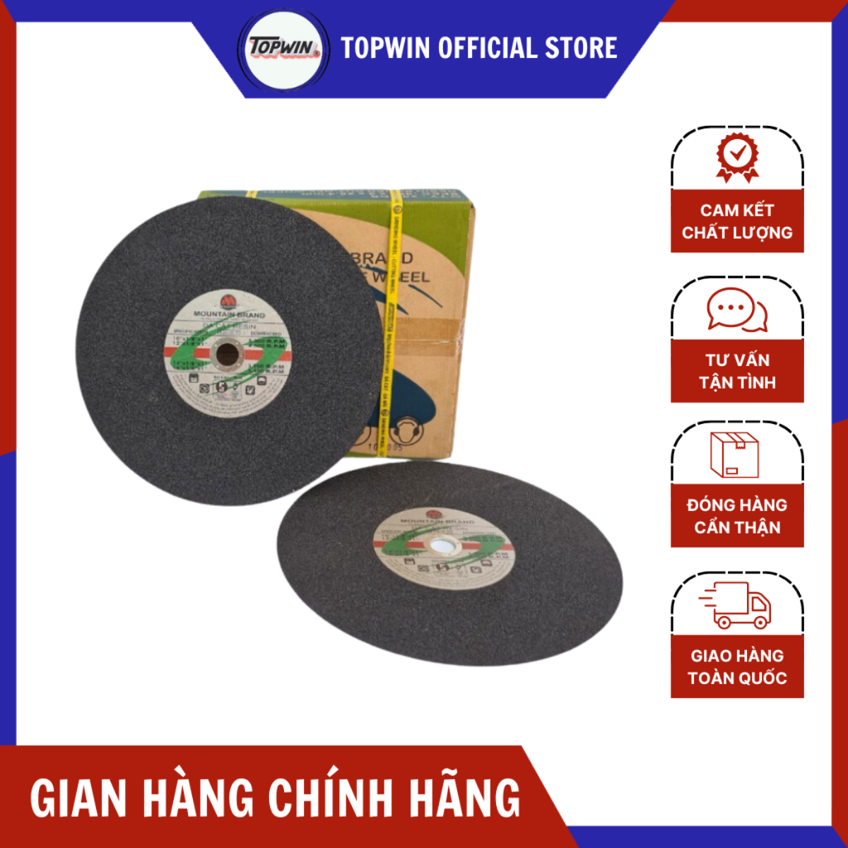 (1 Viên) Đá Cắt Sắt Núi 09 (MOUTAIN) 300x3x25.4mm Cắt Sắc Bén, Bền Bỉ, Ít Hao Mòn Và Độ Chính Xác Hoàn Hảo | TOPWIN Official Store