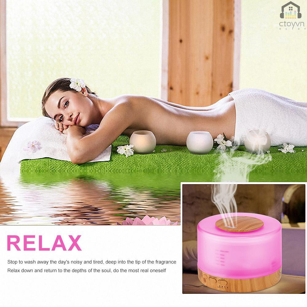 Máy khuếch tán tinh dầu tạo độ ẩm không khí có đèn LED 7 màu điều khiển 3 chế độ điều khiển từ xa 500ml