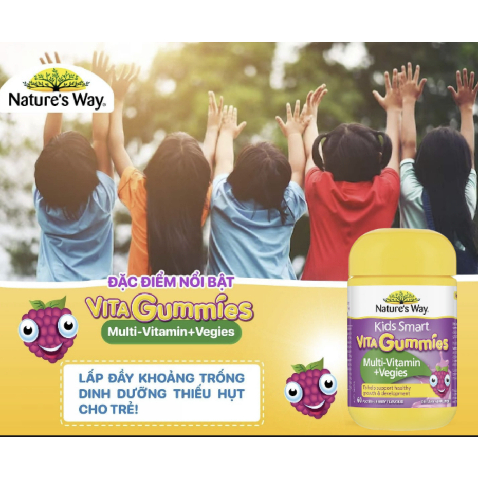 Kẹo Dẻo Vitamin Tổng Hợp Nature's Way Kids Smart Vita Gummies Multivitamin Vegies (Chai 60 Viên)