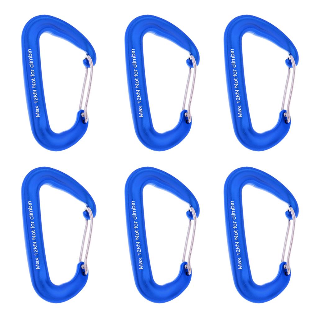 6 Pieces 2600lbs Aluminium Wire Gate Spring Clip Carabiners - Heavy Duty & Lightweight - for Hammock Camping Hiking Outdoor Backpacking