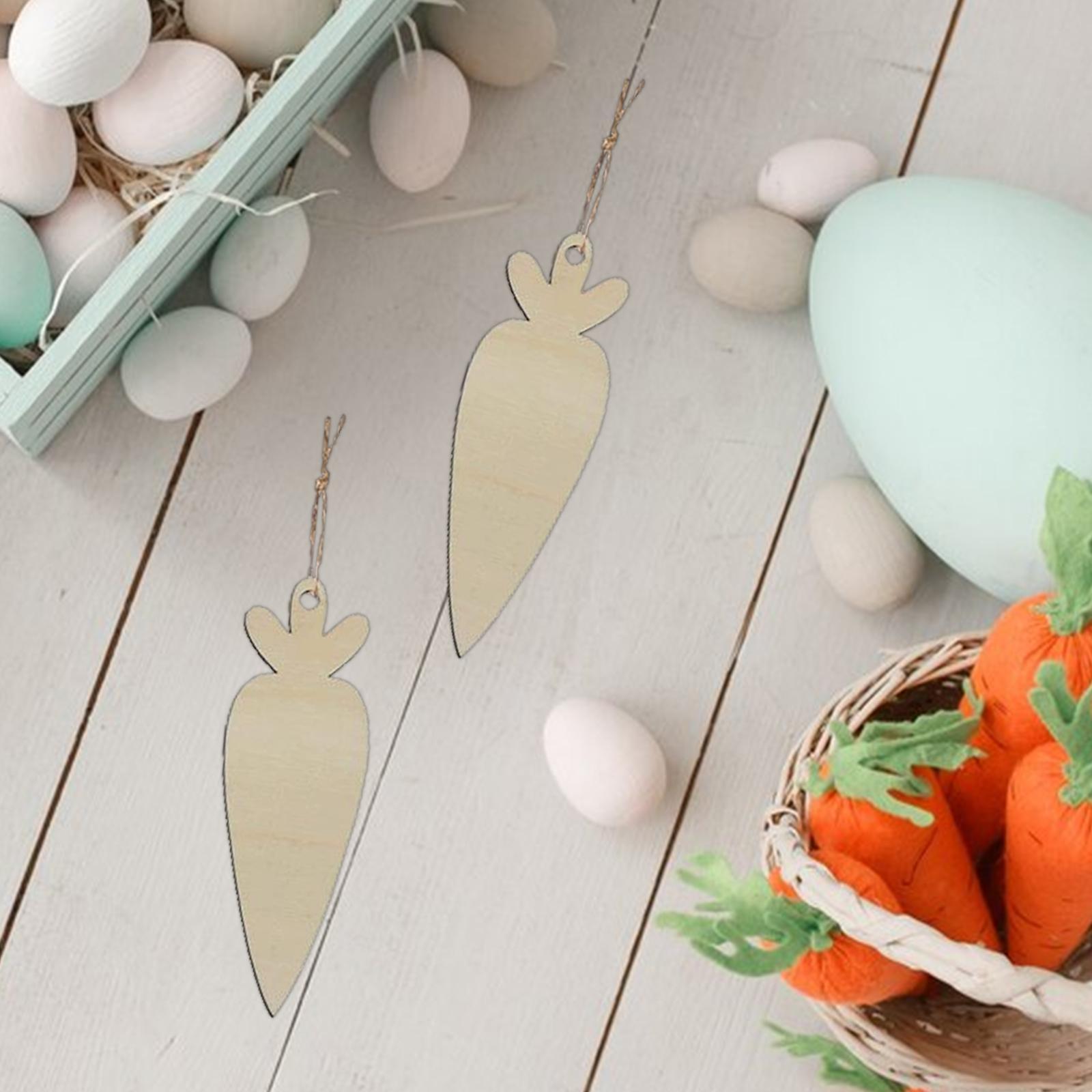 12x Wood Carrot Cutouts DIY Crafts Easter Wooden Carrot for DIY Projects