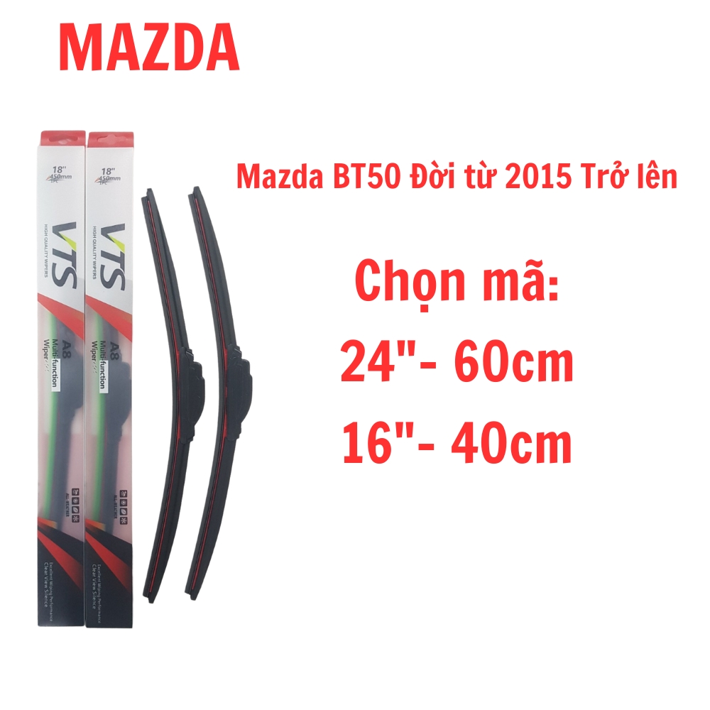 Cần gạt mưa VTS A8 lưỡi Silicone loại thanh mềm dành cho xe Mazda CX 5, CX 9, Mazda 3, Mazda 6