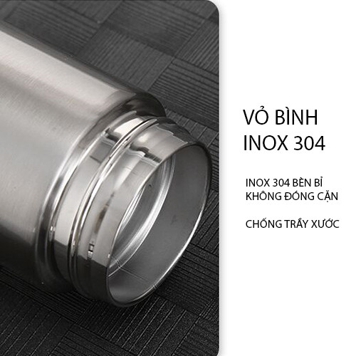 Bình giữ nhiệt đèn Led cảm biến giữ nhiệt 24h chất liệu Inox 304 cao cấp sang trọng dung tích 480ml màu Inox bền bỉ chống xước