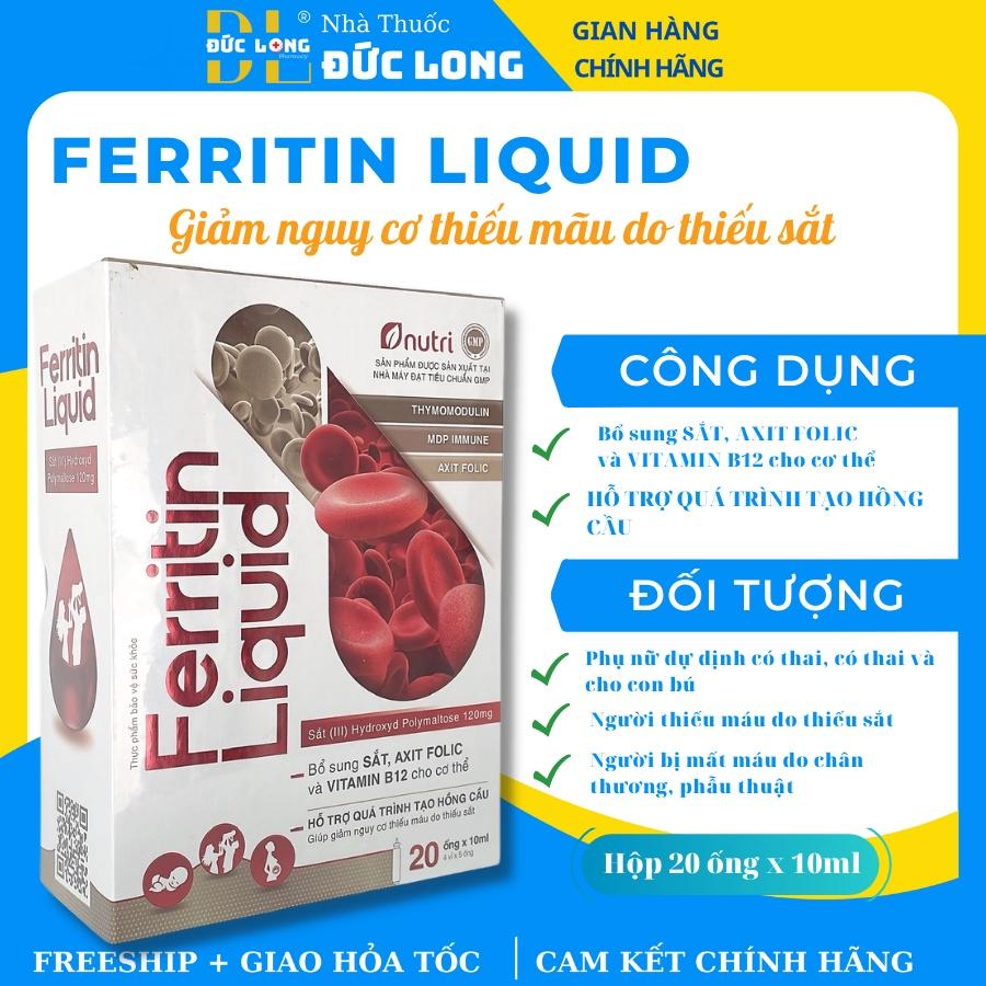 Ferritin Liquid – Bổ sung sắt, Hỗ trợ giảm nguy cơ thiếu mãu do thiếu sắt – hộp 20 ông – NUTRI – Đức Long