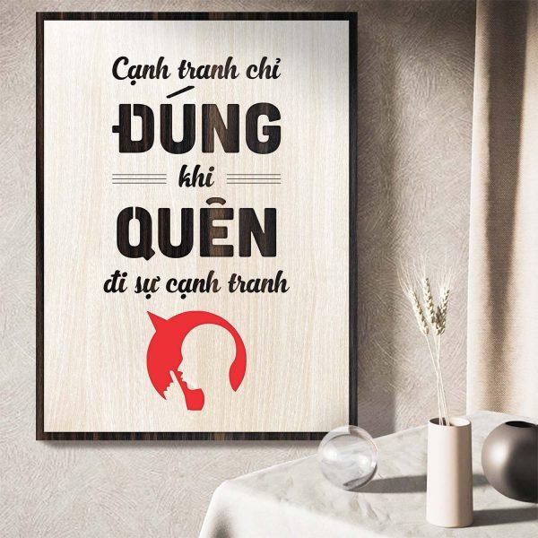 Tranh gỗ decor truyền cảm hứng &quot;Cạnh tranh chỉ đúng khi quên đi sự cạnh tranh