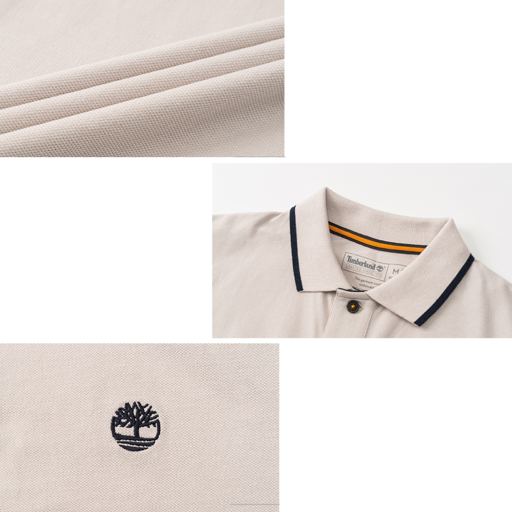 Original TIMBERLAND Áo Thun Nam Có Cổ Tay Ngắn Mountains to Rivers Polo White Sand TB0A2497B7