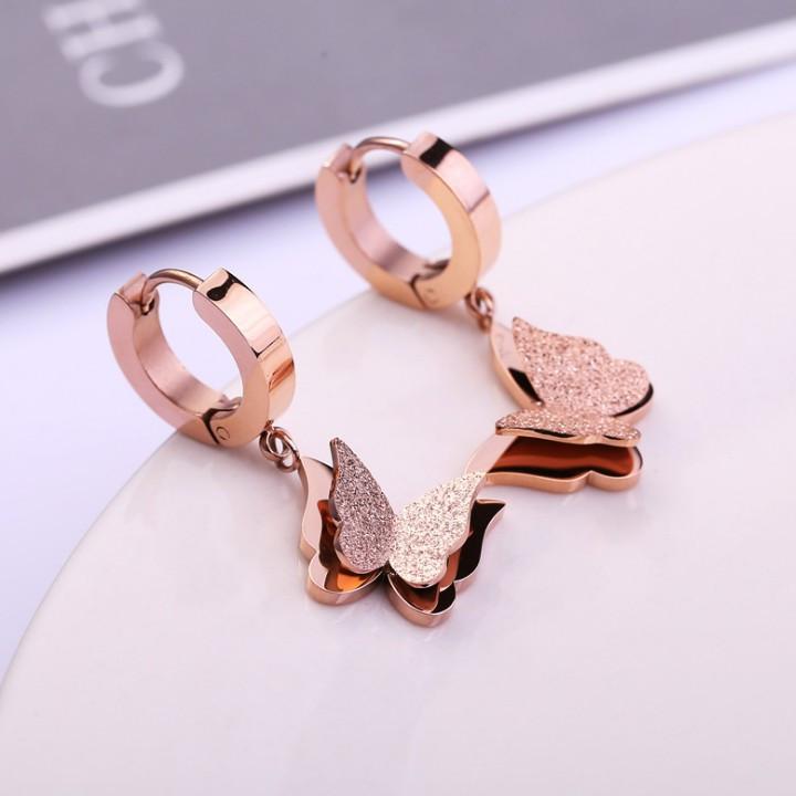 Bông Tai Bướm Tòn Ten Chất Liệu Thép Titan Ko Đen TT 1541