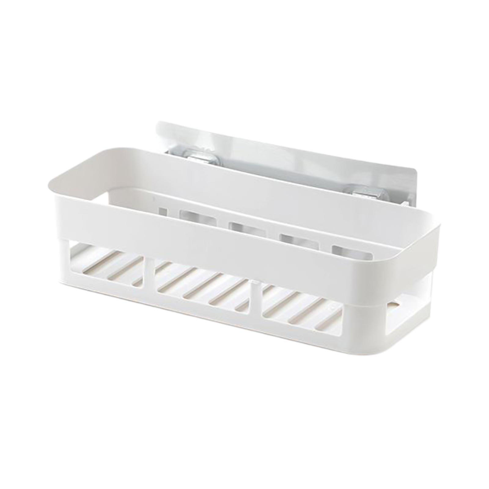 Plastic Bathroom Caddy Shower Storage Rack Kitchen Wall Shelf White