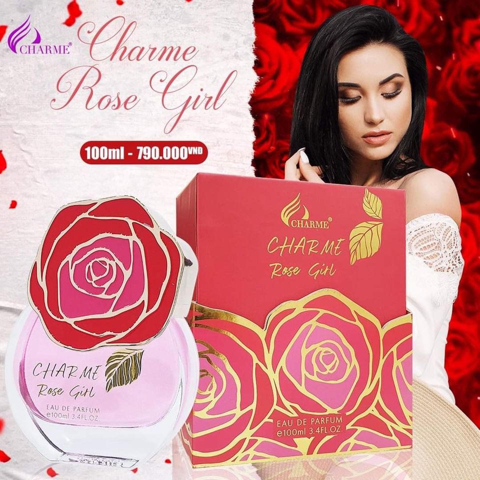 Nước hoa nữ cao cấp, Charme Rose Girl, hương hoa hồng, thanh mát, ngọt ngào, đầy quyến rũ, 100ml