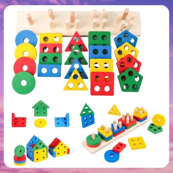 Combo 6 món đồ chơi gỗ thông minh, phát triển tư duy cho bé 1- 6 tuổi - Đồ chơi thông minh Maru