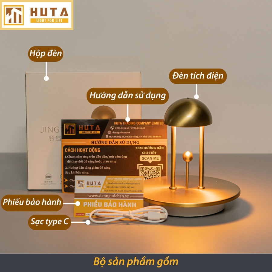 Đèn Bàn Led Quầy Bar HUTA Light For Life RESCHUONG Cao Cấp Sang Trọng Cảm Ứng Hồng Ngoại, Ánh Sáng Vàng Trang Trí Nhà Hàng, Bàn Ăn, Sự Kiện